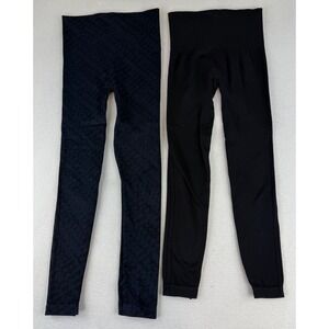 2 Spanx Sara Blakely Leggings Size Small Black Blue Sculpting Control Shapewear